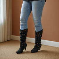 Ankle Boots Women's Slouchy Fit with Stud Detail | L&S - 1 - London-stylehouse.com
