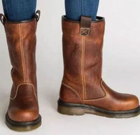 Women's Calf-Length Boots with Pull Tabs and Comfortable Fit - 1 - London-stylehouse.com