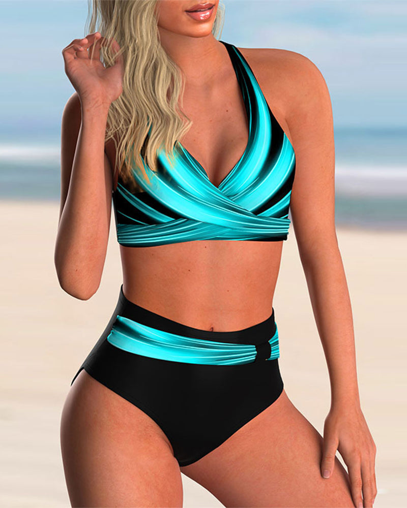 Antonia – Cross Neckline and Print Bikini Set - Image 2