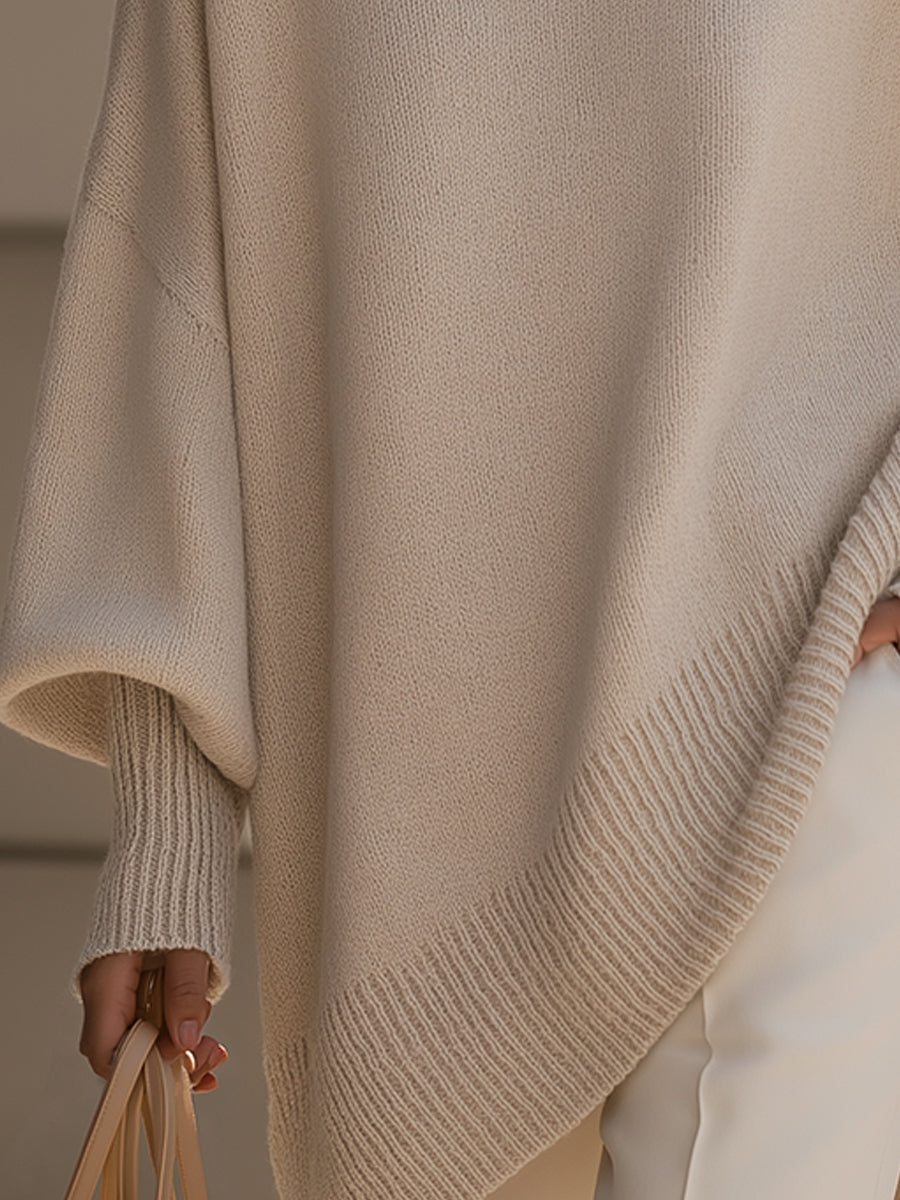 Isabella – Relaxed Knit Poncho-like Sweater Women