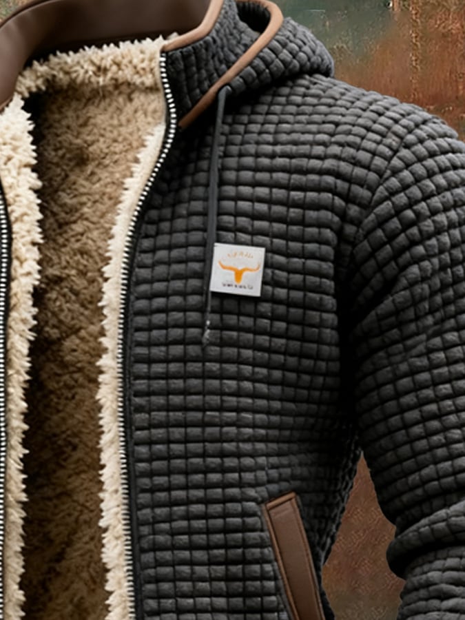 Liam – Sherpa-Lined Quilted Zip Hoodie for Men