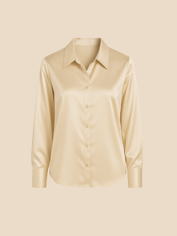 Adriana – Elegant Satin Button-Up Blouse for Women