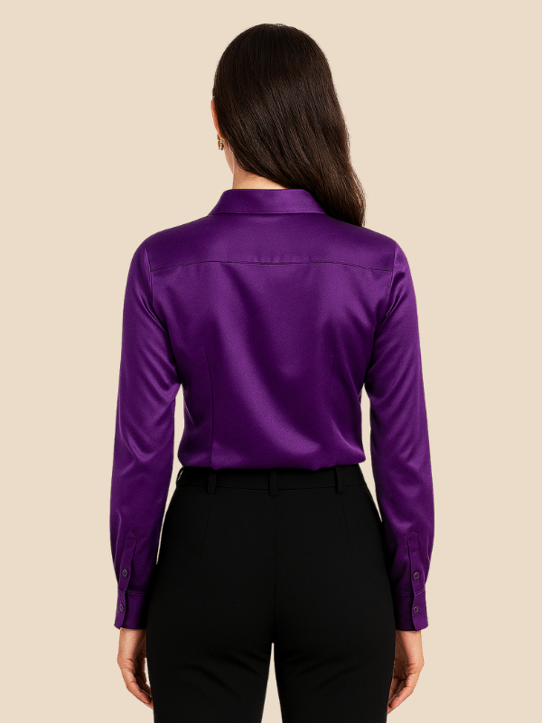 Adriana – Elegant Satin Button-Up Blouse for Women