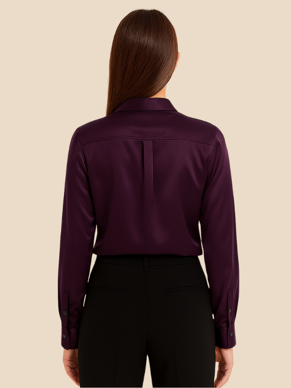 Adriana – Elegant Satin Button-Up Blouse for Women
