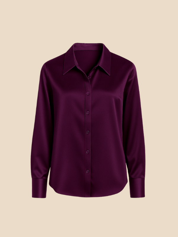 Adriana – Elegant Satin Button-Up Blouse for Women