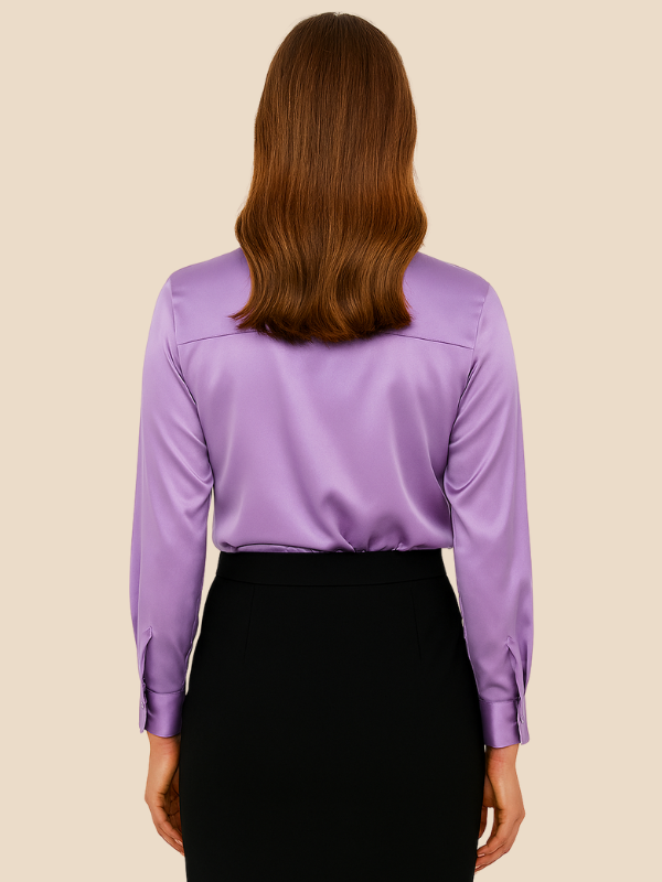 Adriana – Elegant Satin Button-Up Blouse for Women