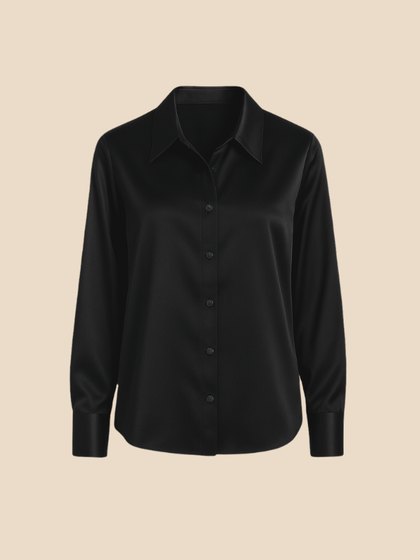 Adriana – Elegant Satin Button-Up Blouse for Women