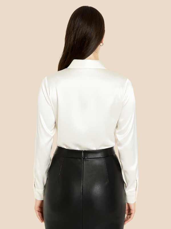 Adriana – Elegant Satin Button-Up Blouse for Women