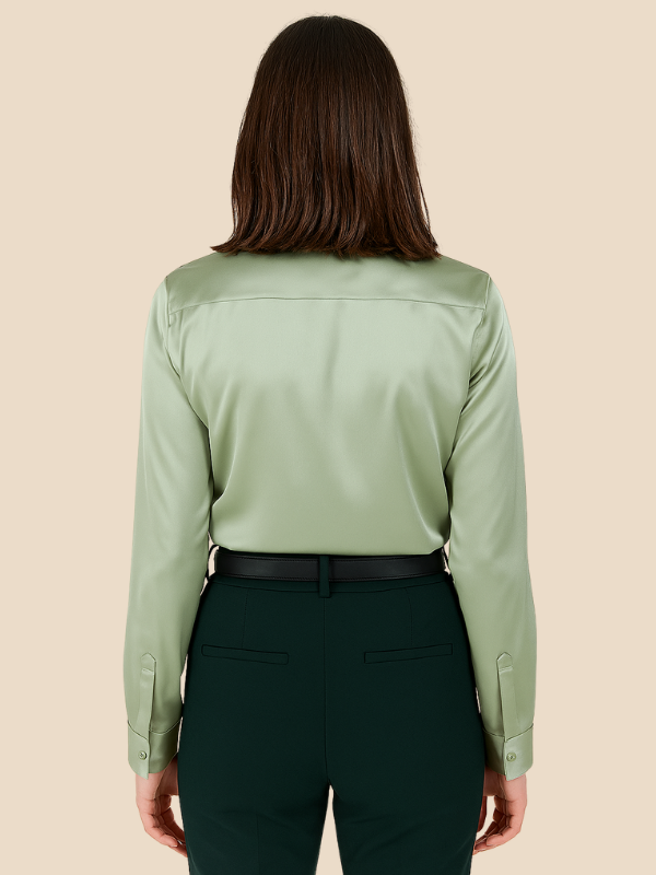 Adriana – Elegant Satin Button-Up Blouse for Women