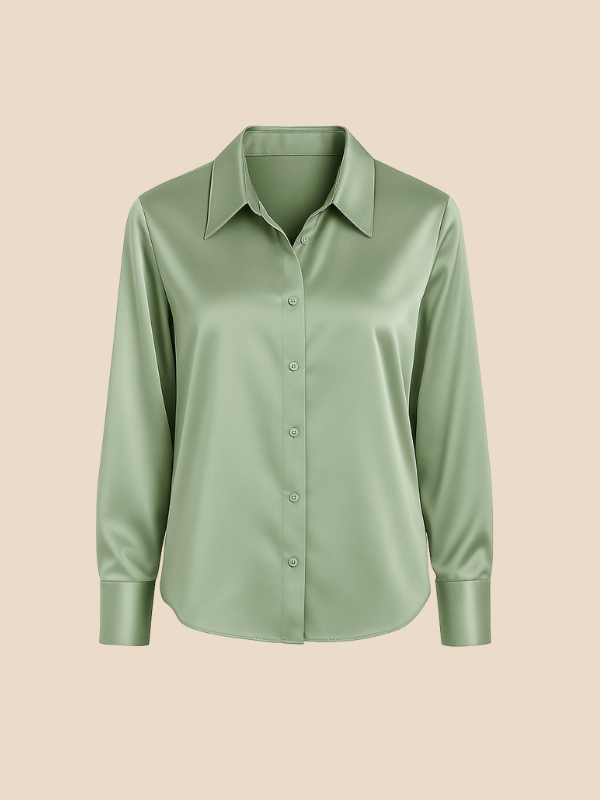 Adriana – Elegant Satin Button-Up Blouse for Women