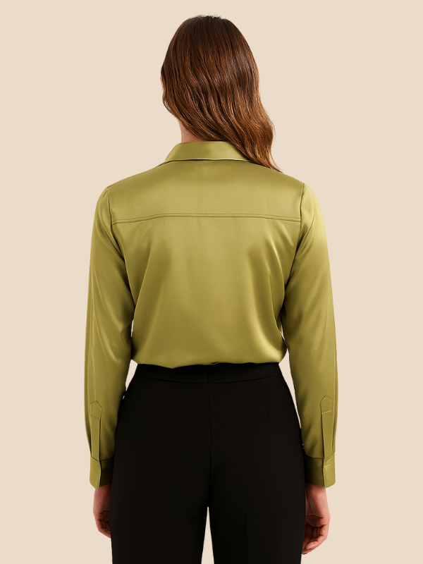 Adriana – Elegant Satin Button-Up Blouse for Women