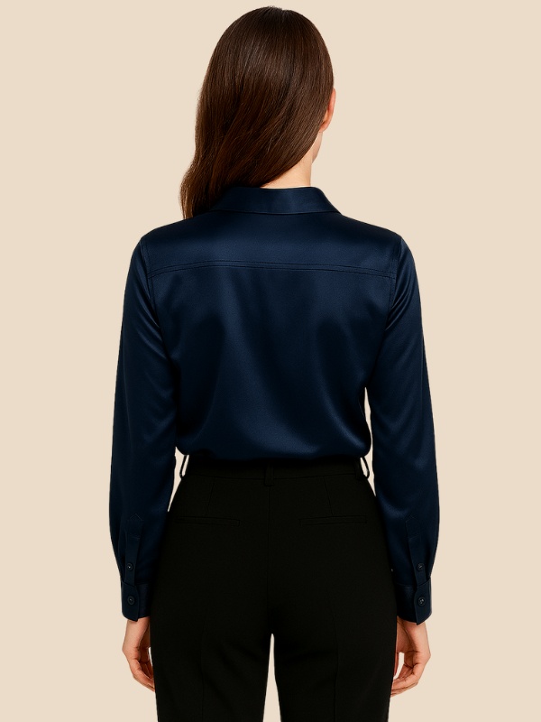 Adriana – Elegant Satin Button-Up Blouse for Women
