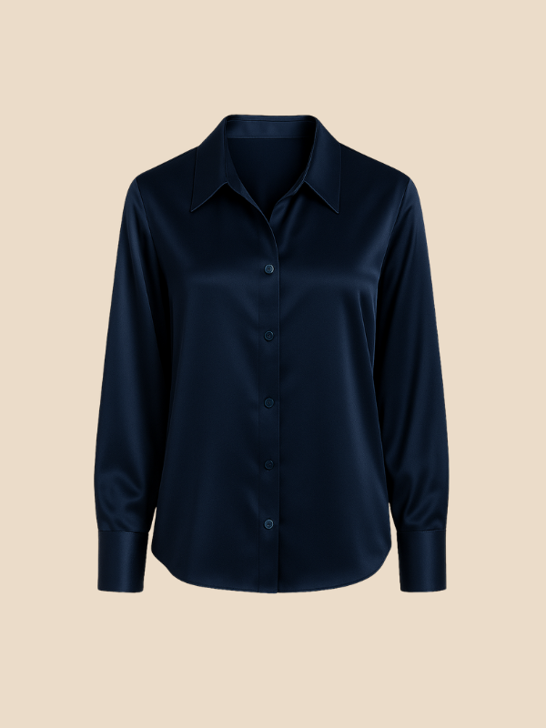 Adriana – Elegant Satin Button-Up Blouse for Women