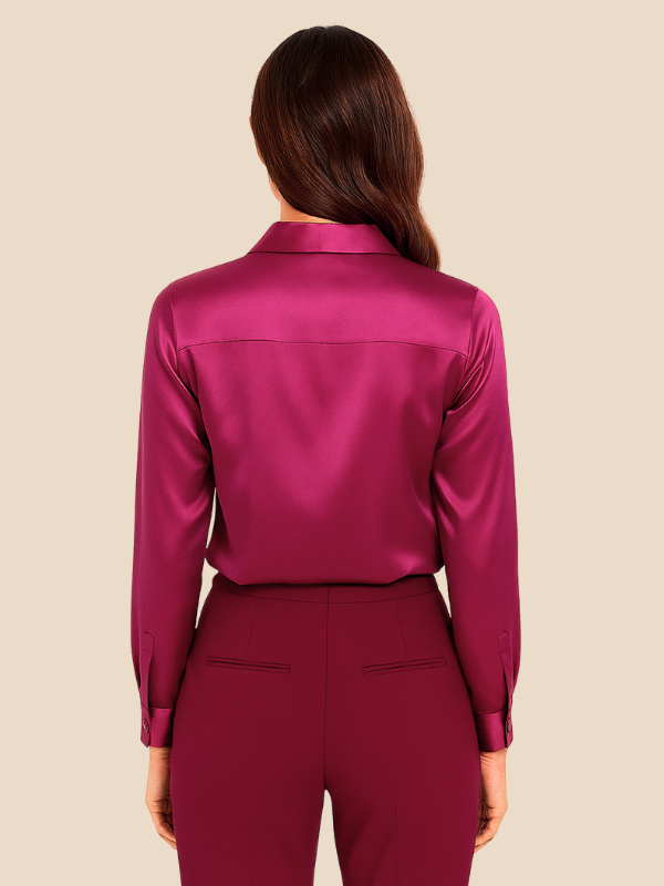 Adriana – Elegant Satin Button-Up Blouse for Women