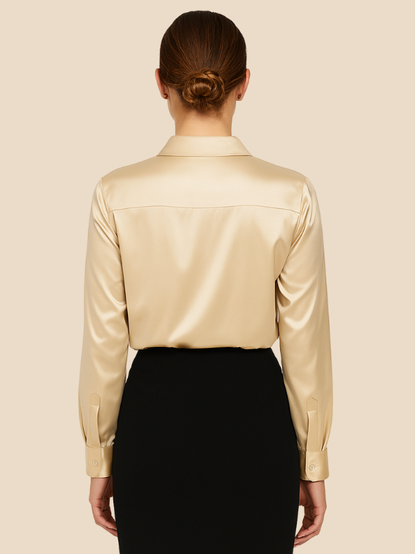 Adriana – Elegant Satin Button-Up Blouse for Women