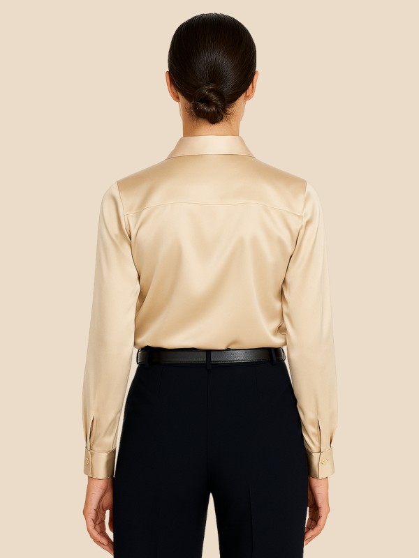 Adriana – Elegant Satin Button-Up Blouse for Women