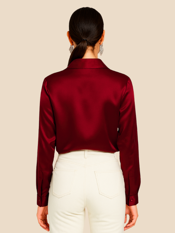 Adriana – Elegant Satin Button-Up Blouse for Women