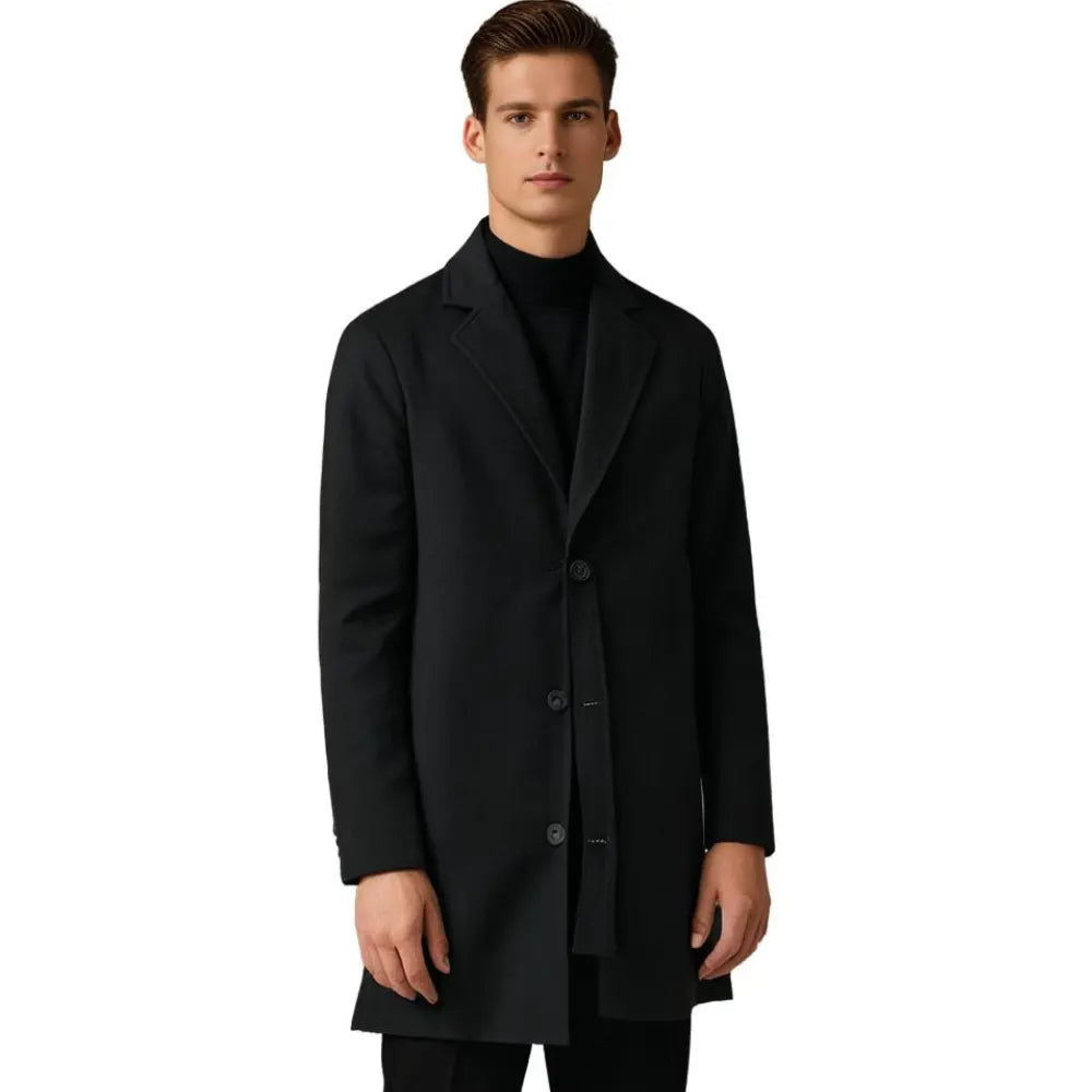 Men’s winter coat in a tailored fit with a drooping lapel and button placket - J&B; - 9 - London-stylehouse.com
