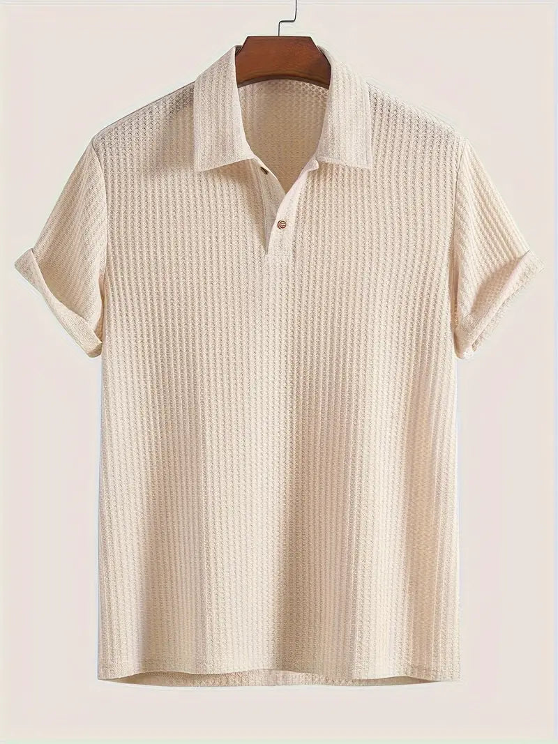 Lukas – Classic Textured Polo Shirt for Men - Image 2