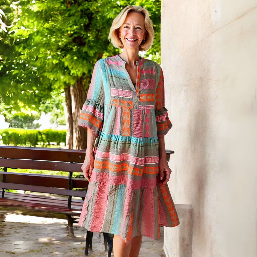 Annemarie – Geometric Print Tiered Dress - Image 6