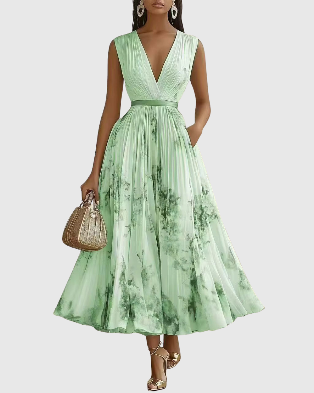 Lea – Elegant Pleated Maxi Dress - Image 1