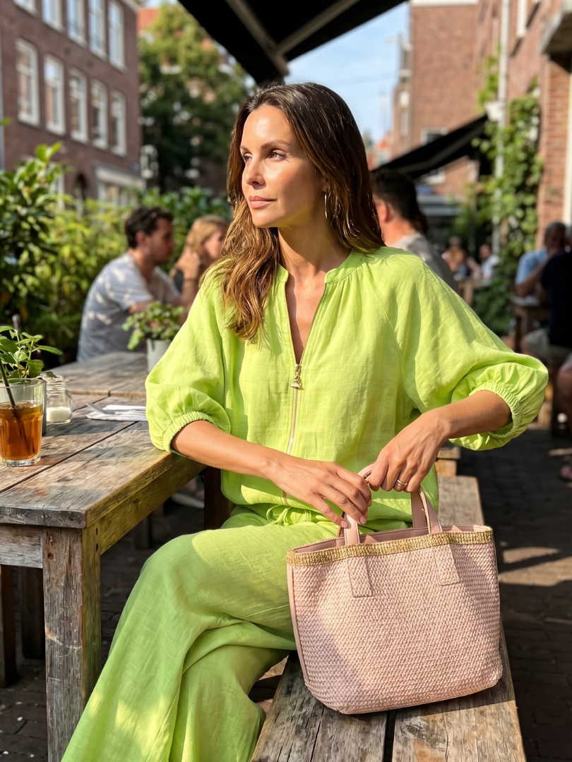 Two-piece set for women in a relaxed fit with puff sleeves and trousers - J&B; - 12 - London-stylehouse.com