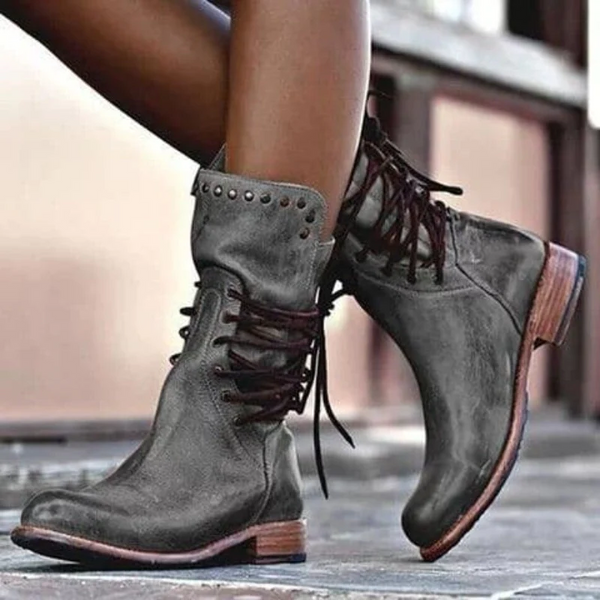 Women’s lace-up ankle boots with studs - J&B; - 3 - London-stylehouse.com