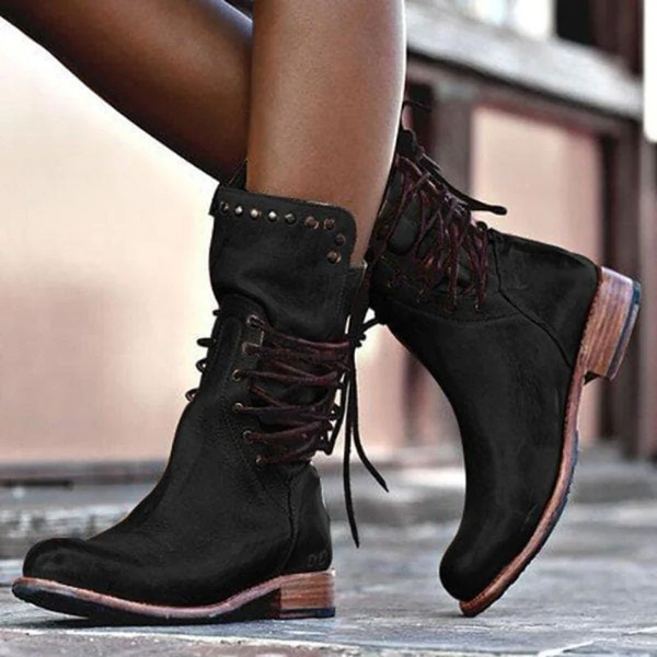 Women’s lace-up ankle boots with studs - J&B; - 2 - London-stylehouse.com