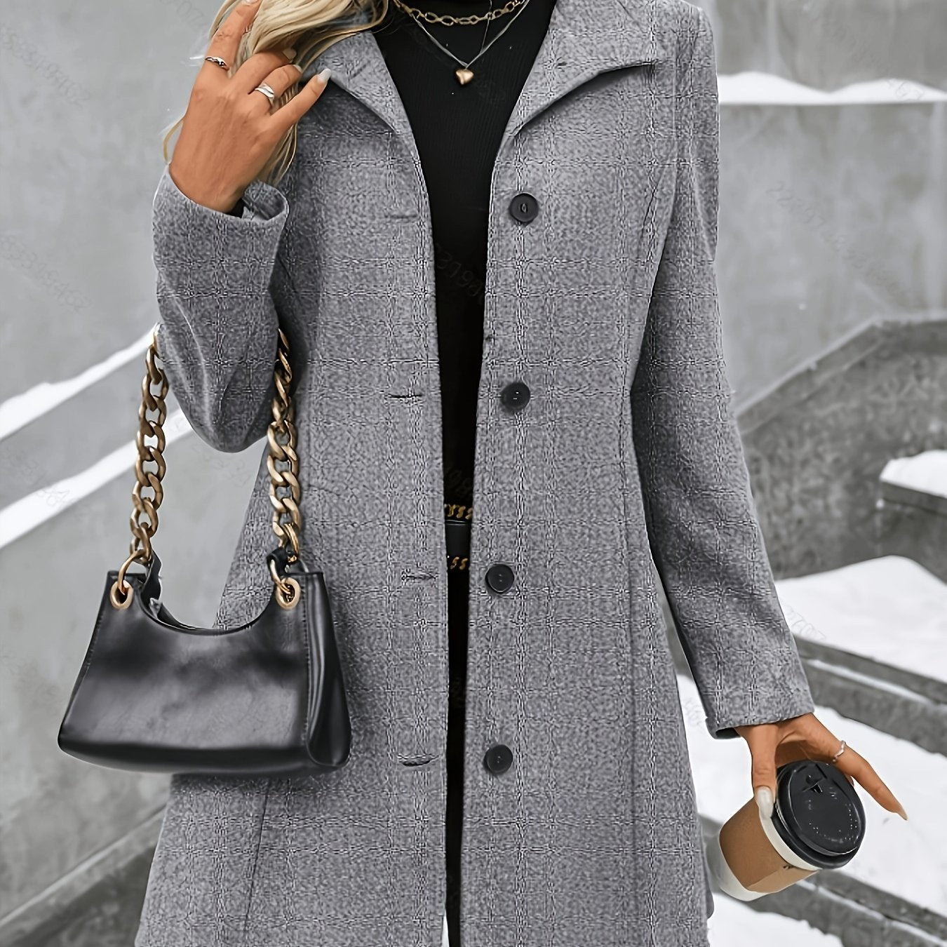 Elegant ladies’ coat with a notch collar and a single-breasted button placket - J&B; - 3 - London-stylehouse.com