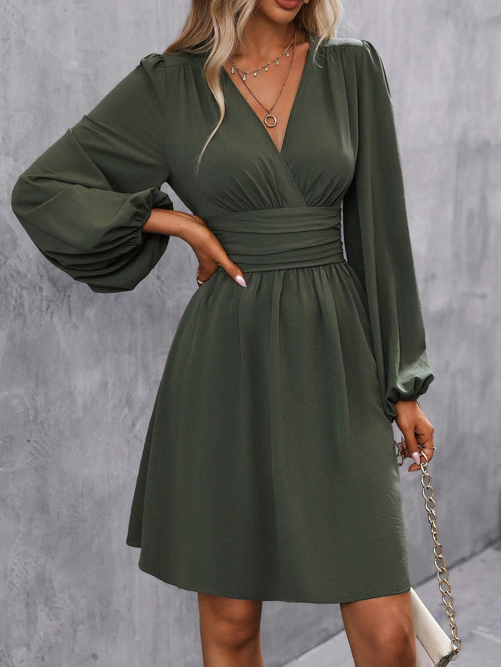 Julia – Women V-Neck Long Sleeve Dress - Image 9