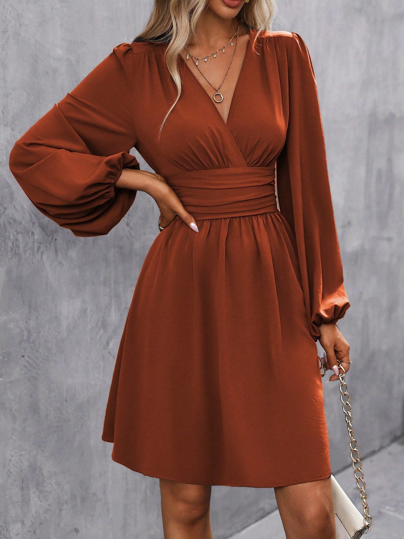Julia – Women V-Neck Long Sleeve Dress - Image 13