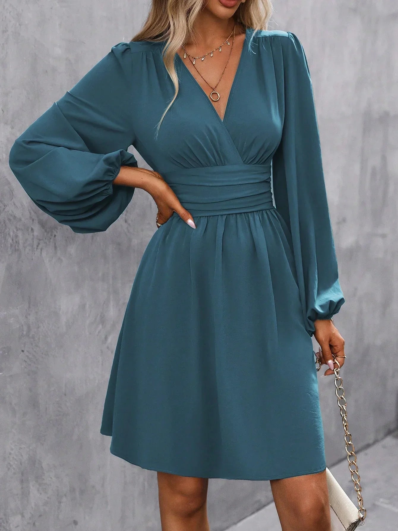 Julia – Women V-Neck Long Sleeve Dress - Image 1