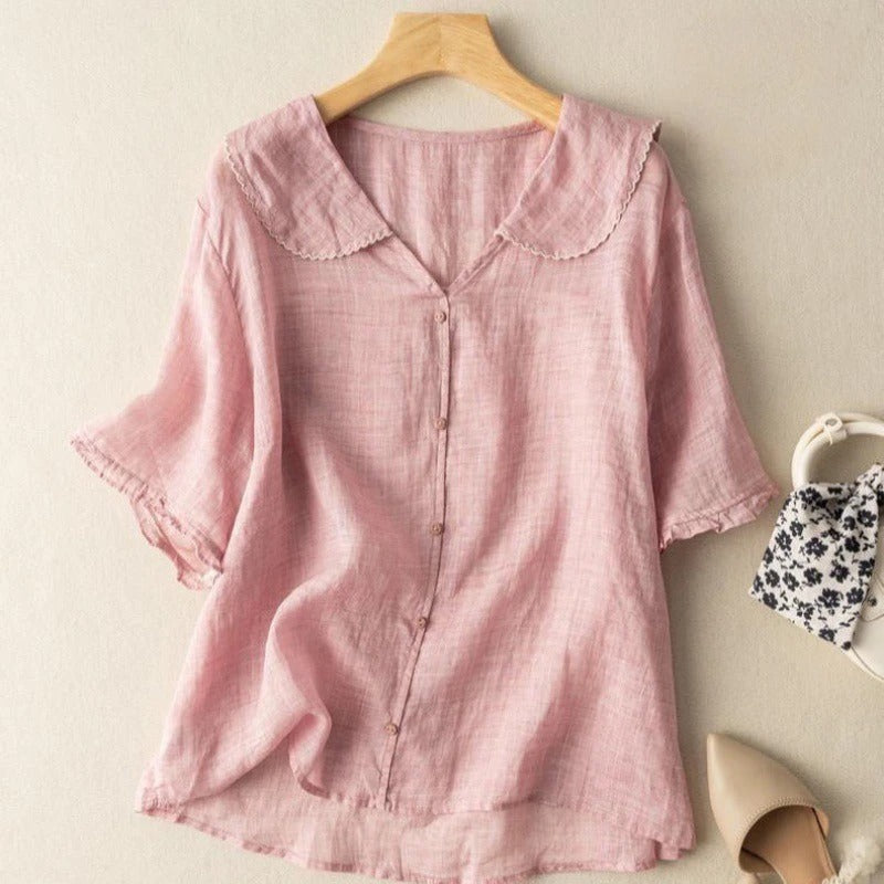 Katrin – Women Vintage with Button Detail Blouse - Image 4