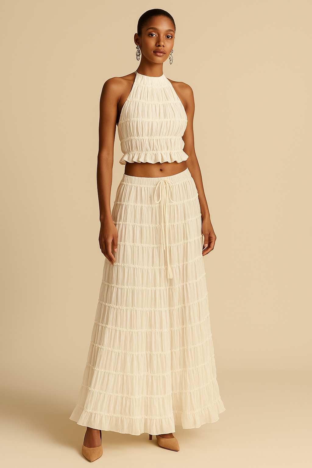 Yvonne – Elegant Two-Piece Set Pleated Dress for Women - Image 1