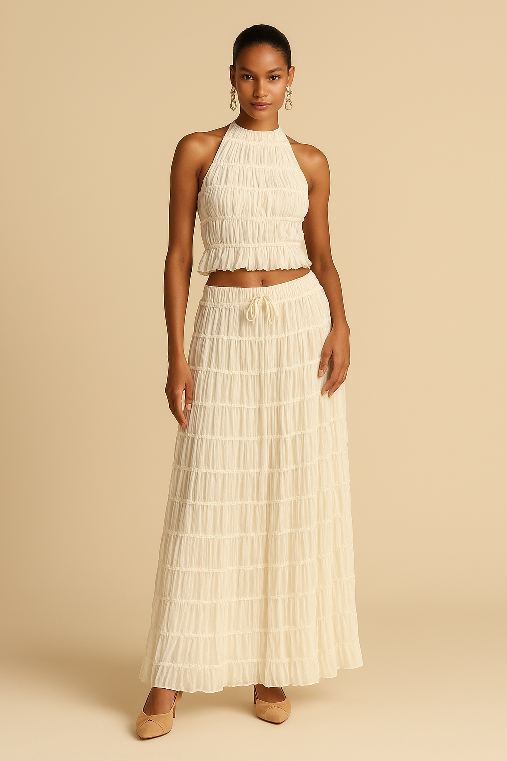 Yvonne – Elegant Two-Piece Set Pleated Dress for Women - Image 7