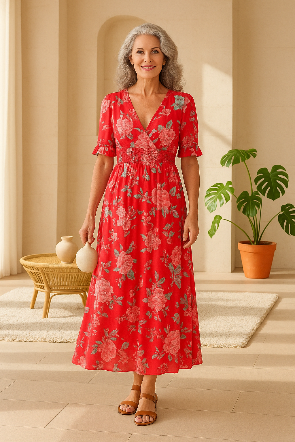 Ines – Elegant Vibrant Floral Dress for Women - Image 1