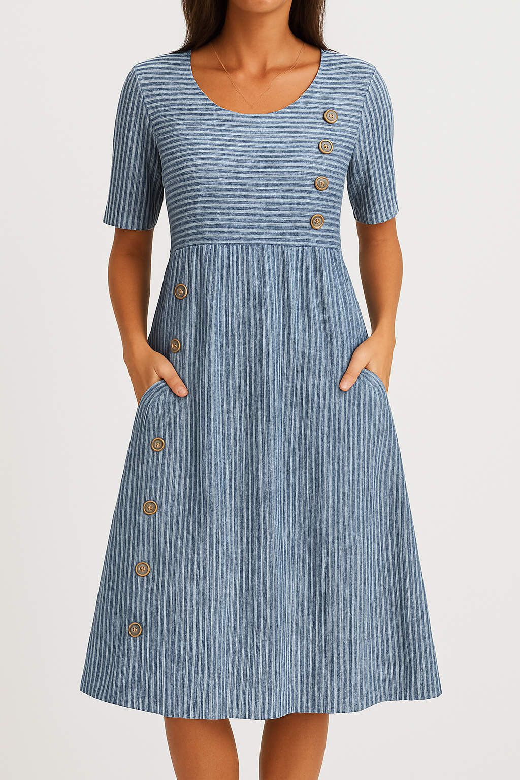 Irina – Stylish Striped Midi Dress for Women - Image 1