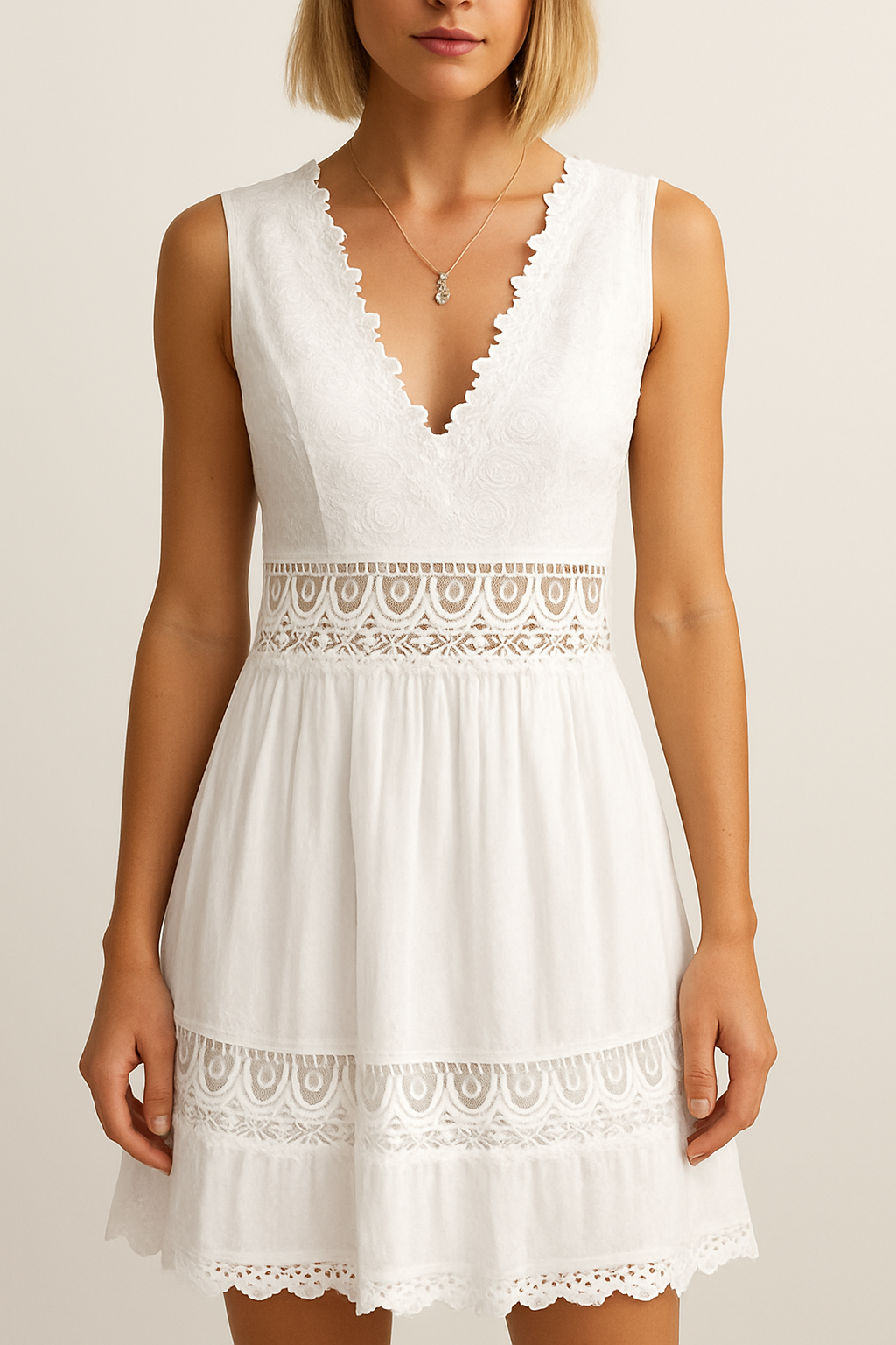 Elvira – Elegant V-Neck Lace Tank Dress for Women - Image 3