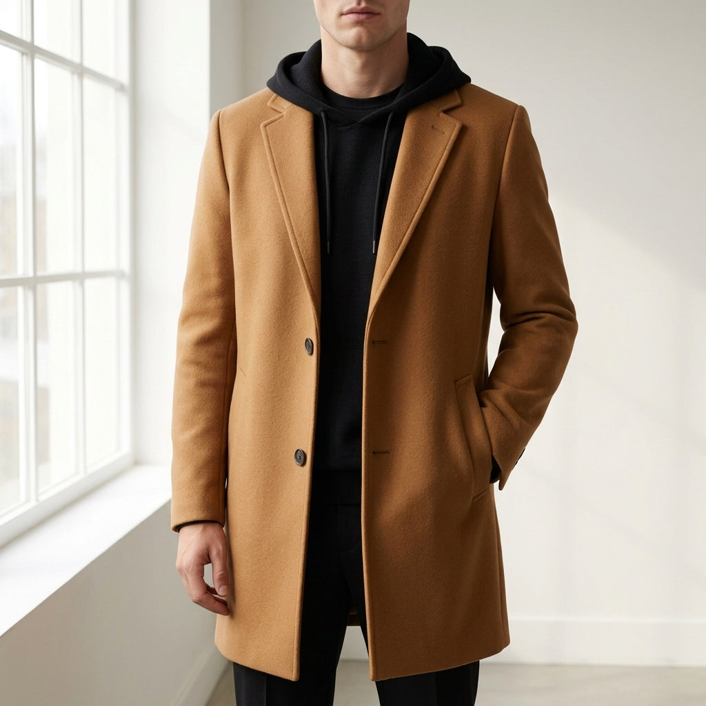 Men's Tailored Coat with Hooded Detail | L&S - 3 - London-stylehouse.com