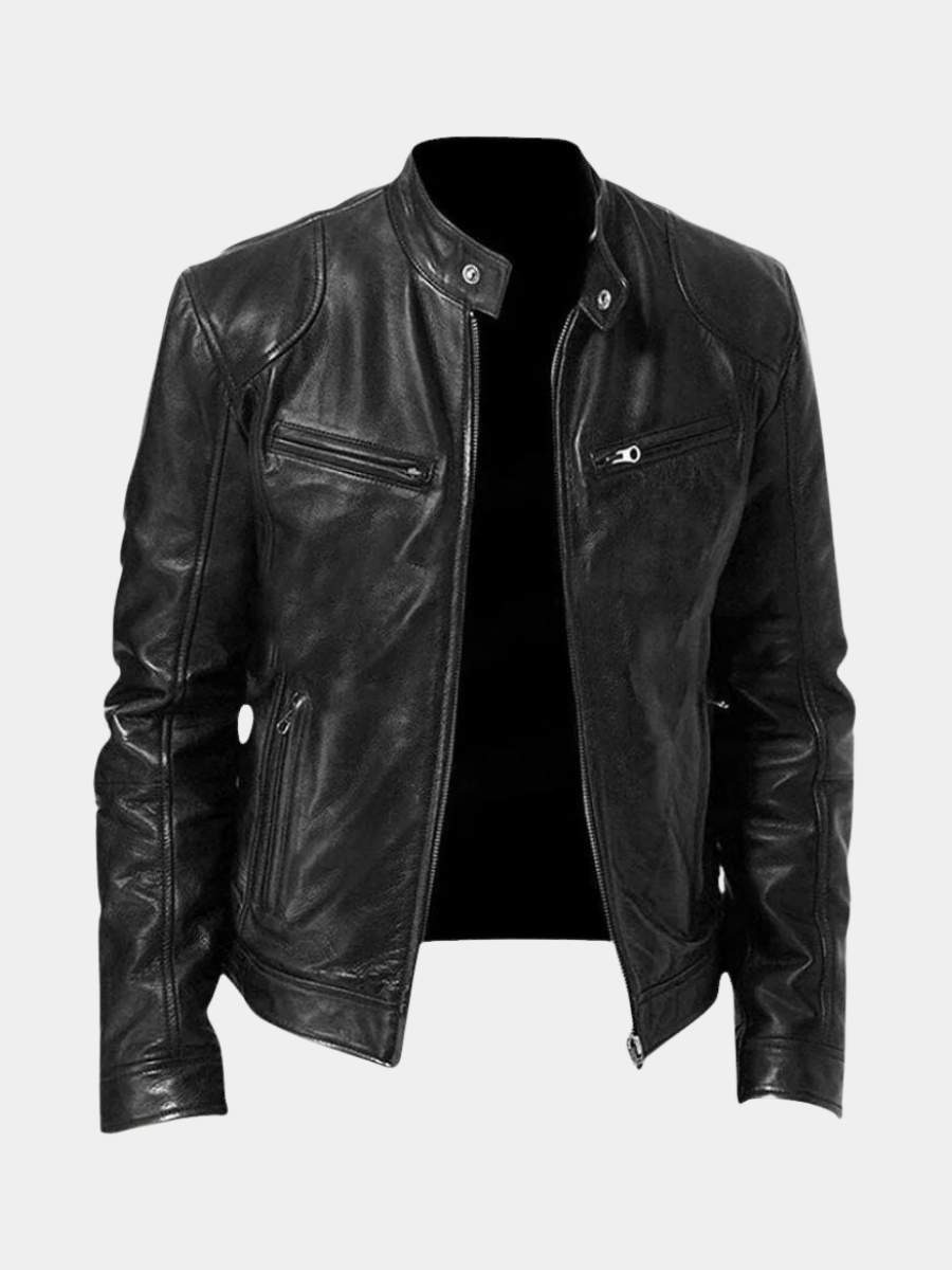 Men’s leather jacket – Structured fit with practical zipped pockets - J&B; - 1 - London-stylehouse.com
