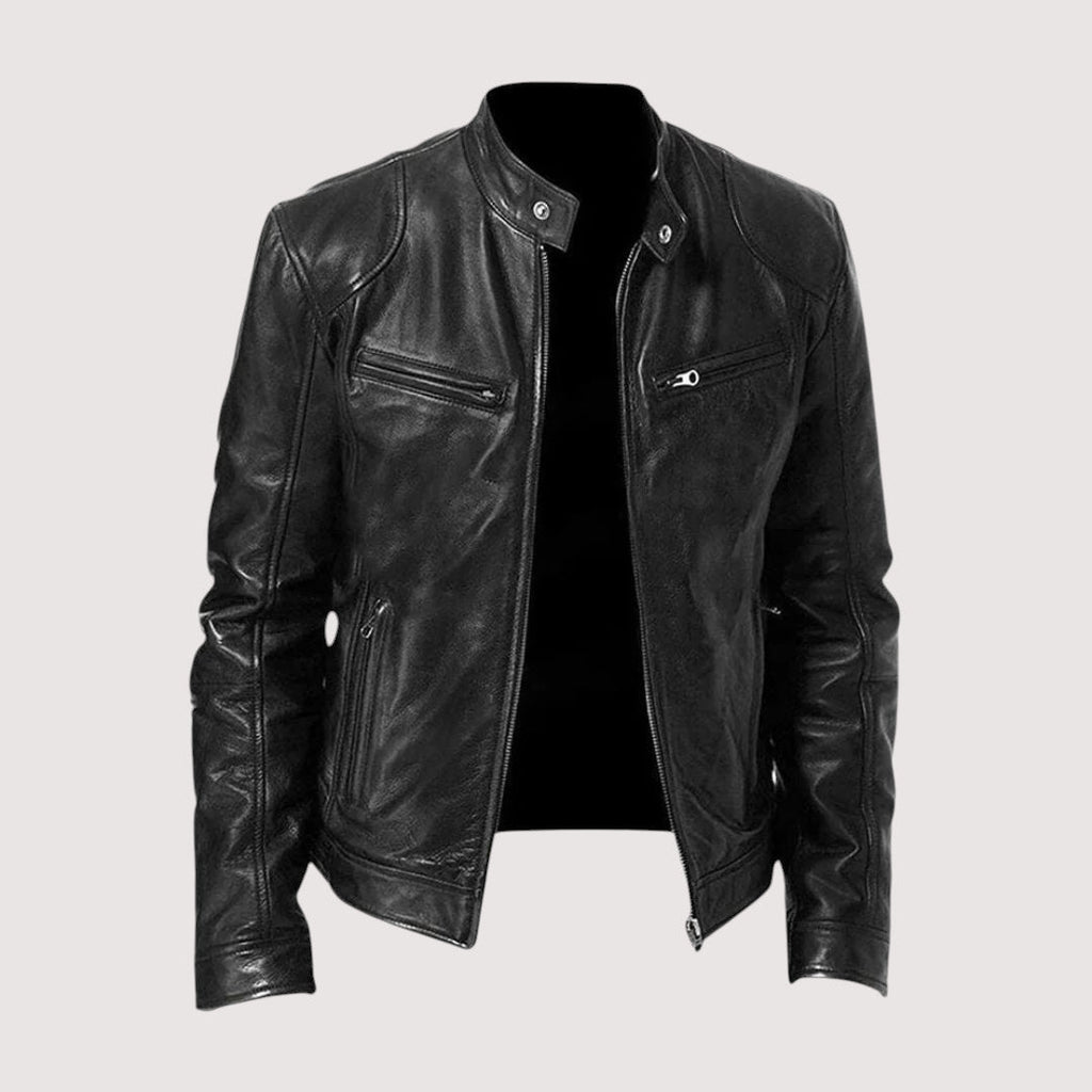 Men’s leather jacket – Structured fit with practical zipped pockets - J&B; - 2 - London-stylehouse.com