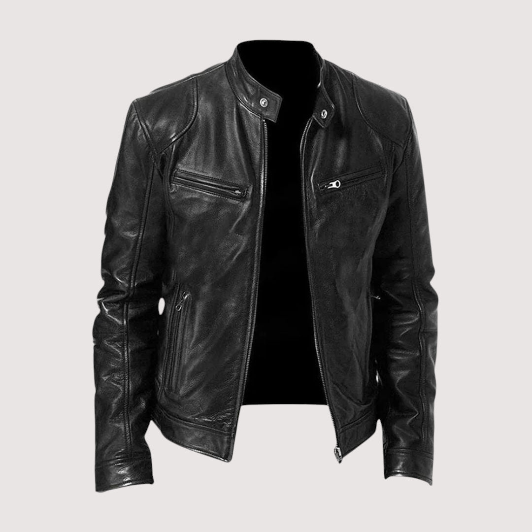 Men’s leather jacket – Structured fit with practical zipped pockets - J&B; - 2 - London-stylehouse.com