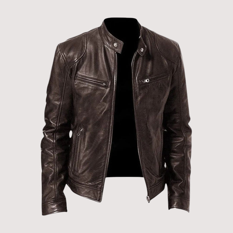Men’s leather jacket – Structured fit with practical zipped pockets - J&B; - 3 - London-stylehouse.com