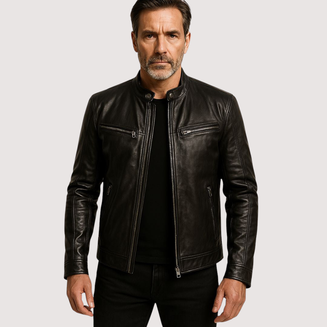 Men’s leather jacket – Structured fit with practical zipped pockets - J&B; - 6 - London-stylehouse.com