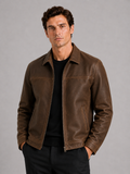 Men’s leather jacket with a classic cut and elegant zip fastening - J&B; - 1 - London-stylehouse.com