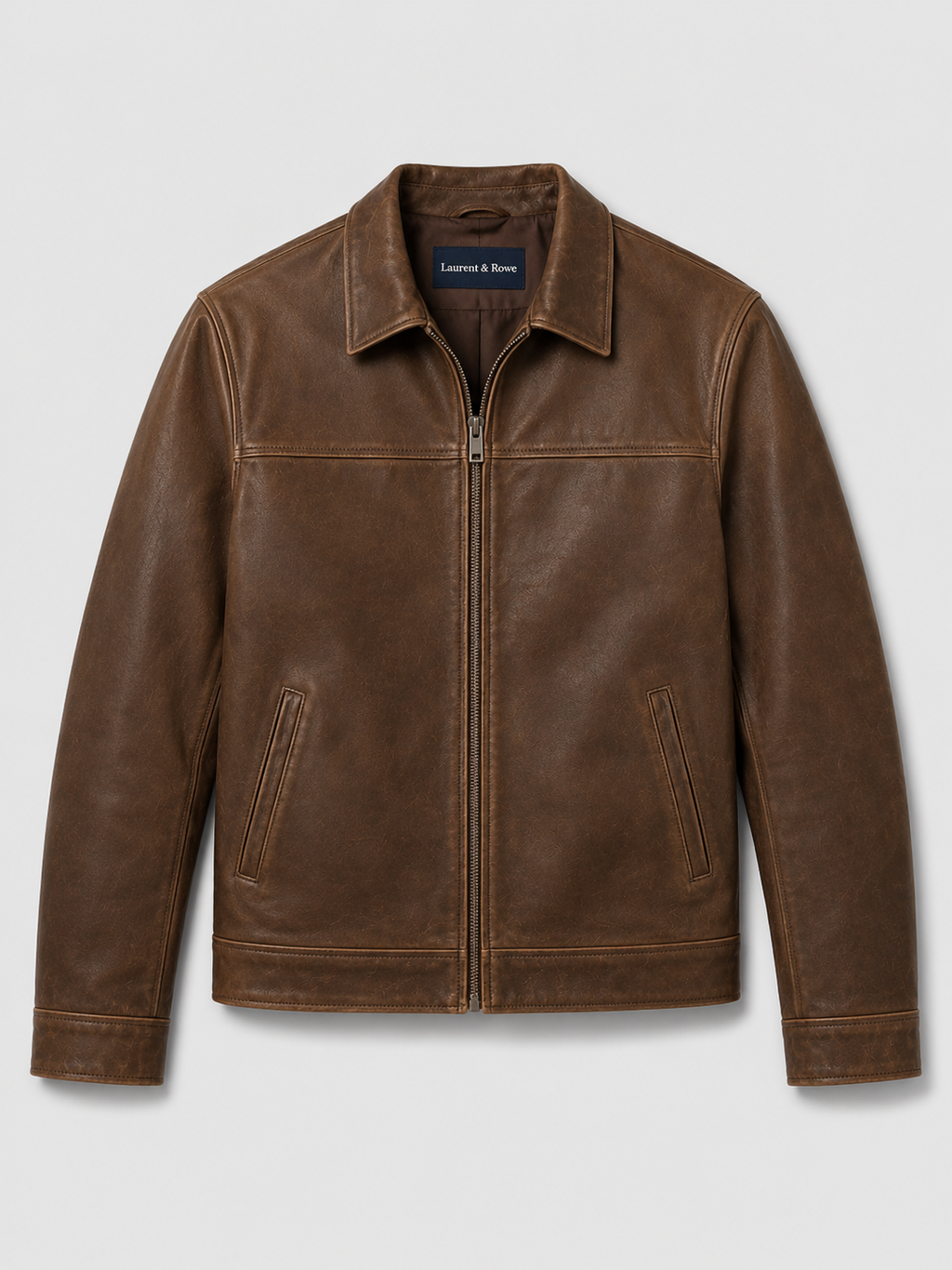 Men’s leather jacket with a classic cut and elegant zip fastening - J&B; - 2 - London-stylehouse.com