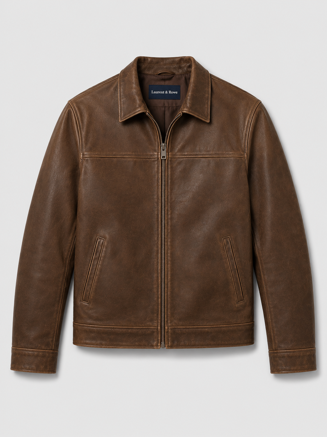 Men’s leather jacket with a classic cut and elegant zip fastening - J&B; - 2 - London-stylehouse.com