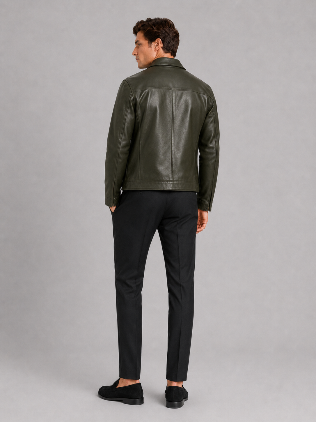 Men’s leather jacket with a classic cut and elegant zip fastening - J&B; - 16 - London-stylehouse.com