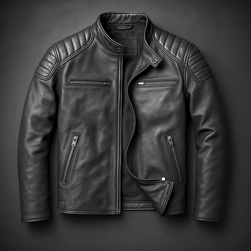 Men’s leather jacket – Structured fit with quilted shoulders - J&B; - 3 - London-stylehouse.com