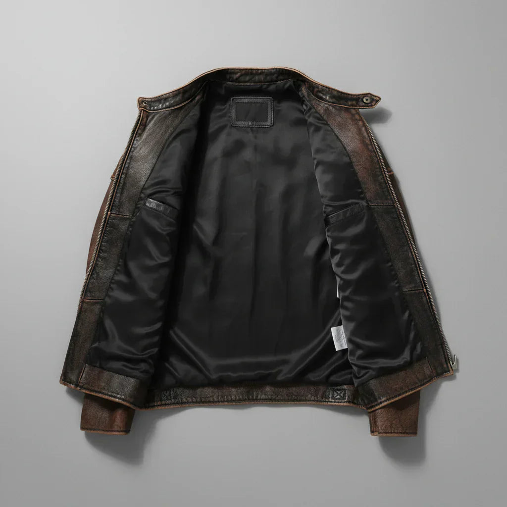 Men’s leather jacket – Structured fit with quilted shoulders - J&B; - 7 - London-stylehouse.com